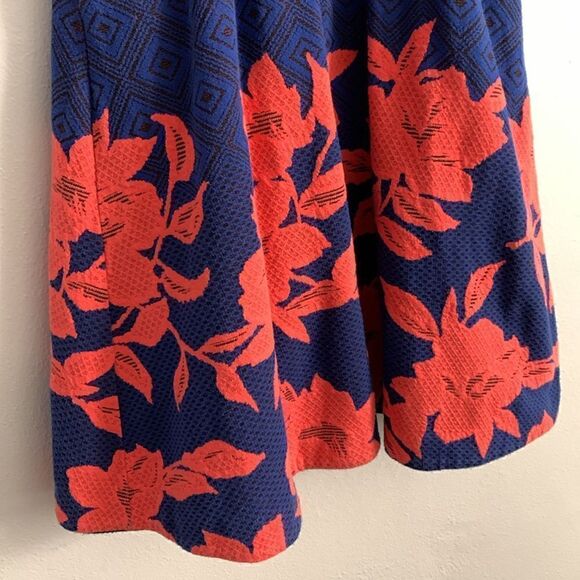 Anthropologie HD in Paris geometric fit and flare dress with floral overlay - Picture 4 of 10